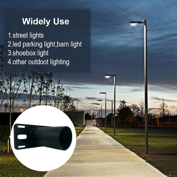 OTGFRF-Tenon Slip Fitter Adapter for Led Parking Lot Light, 90 Degree 2-3/8 inch Fixture Mounting Bracket, Rustproof Rainproof, Black Metal Pole Mount for Barn Shoebox Led Lights, Outdoor