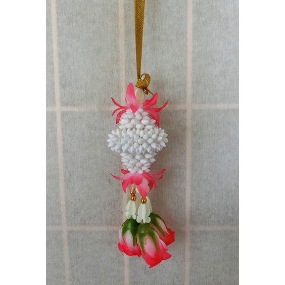 OTGFRF-Thai Rose Jasmine Garland Fabric Flowers -Souvenir Plastic Flower Rose Handmade 6 (Pink)