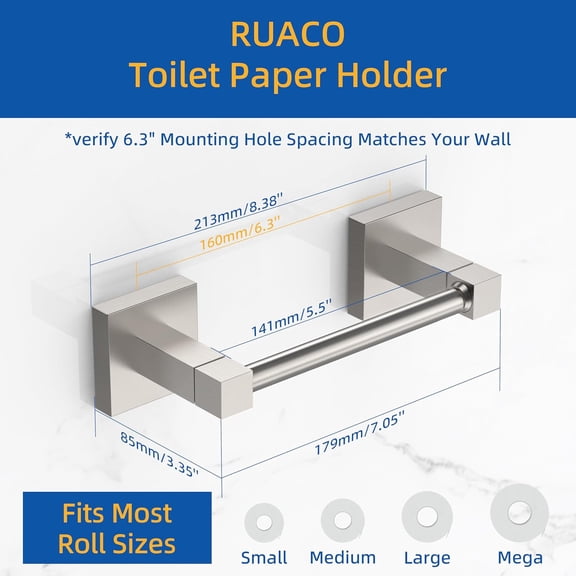 OTGFRF-Toilet Paper Holder Brushed Nickel Double Post Pivoting Square Tissue Holders Roll Holder Hangers Toilet Paper Stand Stainless Steel and Zinc Alloy Modern Wall Mounted