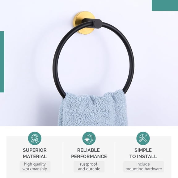 OTGFRF-Toilet Paper Holder Bundle with Hand Towel Ring (Black & Gold)