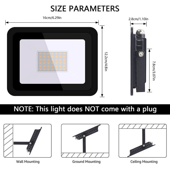 OTGFRF-Ultra-Thin 10W 20W 30W 50W 100W LED Flood Light Spotlight Led Search Lamp 110V Floodlights for Outdoor Garden Street Square Warm White, 50W