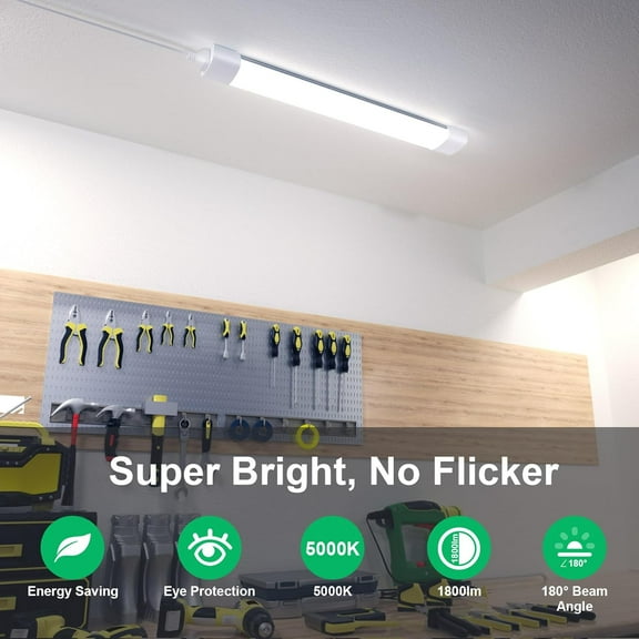 OTGFRF-Under Cabinet Lighting 1.4FT 5000K Linkable Closet Plug in Lights, 16W 1800LM LED Light Bar for Room Office Garage Shop Bathroom Workbench, IP66 Waterproof