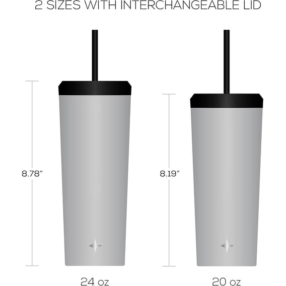 OTGFRF-Vacuum Insulated 24 oz Tumbler with Lid and Straw (2 Each) Vacuum Double Wall Stainless Steel Tumbler, Copper Lined for 12Hr Hold/Cold Drinks. Leakproof Water Bottle, Tea or Iced Coffee Cup