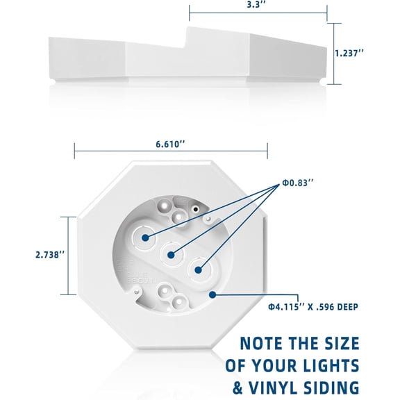 OTGFRF-Vinyl Siding Light Mounting Block with Built-in Electrical Box, 8141 Vinyl Electrical Mounting Block for Outdoor Light, Ideal for 1/2" Lap Siding White(1 Pack)