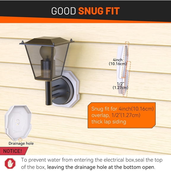 OTGFRF-Vinyl Siding Mounting Blocks, Siding Mounting Kit, 130110006001 Octagon Plate for 1/2 inch Lap Double and 4 inch Height, White 2 Pack
