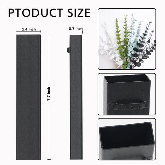 OTGFRF-Wall Decor Eucalyptus Metal Planter Modern Boho Home Vase,Artificial Flowers Indoor Wall Sculpture for Living Room, Bedroom Greenery Set of 2 Black