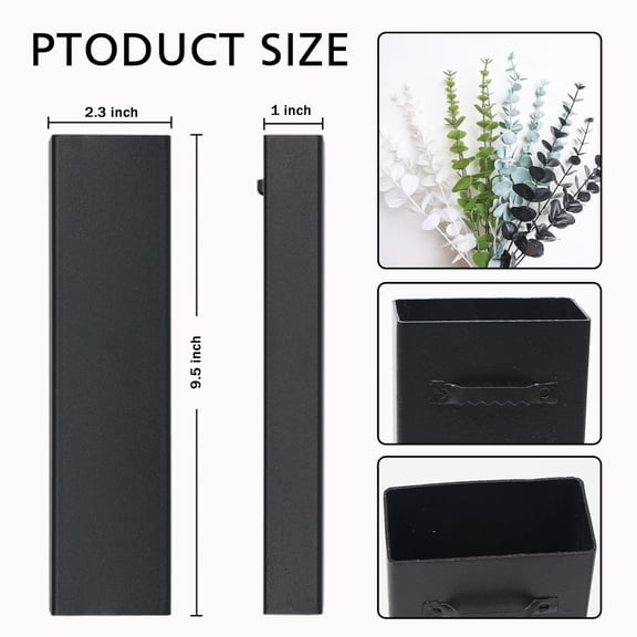 OTGFRF-Wall Decor Eucalyptus Metal Planter Modern Boho Home Vase,Artificial Flowers Indoor Wall Sculpture for Living Room, Bedroom Greenery Set of 4 Black