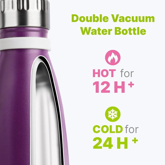 OTGFRF-Water Bottle 17 oz Stainless Steel Vacuum Insulated Sports Water Bottle No Straw Reusable Metal Leak Proof Flask Cola Shape-BPA Free (Purple)