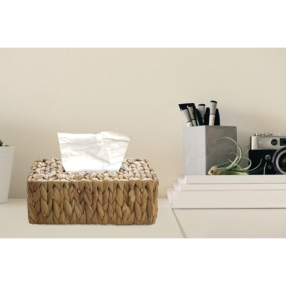 OTGFRF-Water Hyacinth Wicker Tissue Box Cover Rectangle, Kleenex Box Cover, Seagrass Tissue Holder for Bathroom or Office
