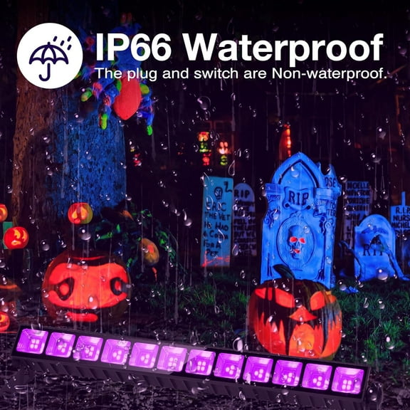 OTGFRF-Waterproof 36W Blacklight Bar, IP66 40 LED Black Light with 6FT Cord for Glow in The Dark, Portable Blacklights for Fluorescent Party Halloween Birthday Bedroom Poster Weeding(1Pack)