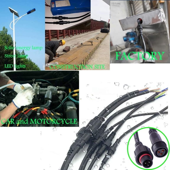 OTGFRF-Waterproof Connector 3wire, 16AWG Male Female Plug LED Connector with 3Pin Waterproof Connectors IP68 20CM Extension Cable for Indoor/Outdoor LED Strip Lights.(5Pairs)