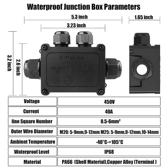OTGFRF-Waterproof Junction Box, 2 PCS 4 Way Outdoor Electrical Box with Terminal Block and Screwdriver, IP68 Plastic Cable Connector for Landscape Lighting and Garden Lights