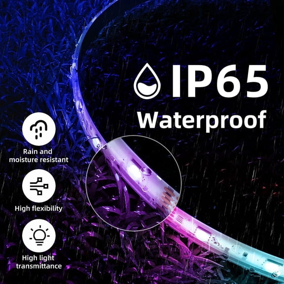 OTGFRF-Waterproof LED Light Strips 32.8ft, IP65 Outdoor LED Strip Lights Waterproof with 44 Key IR Remote, Color Changing RGB Lighting for Bedroom TV Kitchen Indoor/Outdoor Decor(16.4ft x 2)