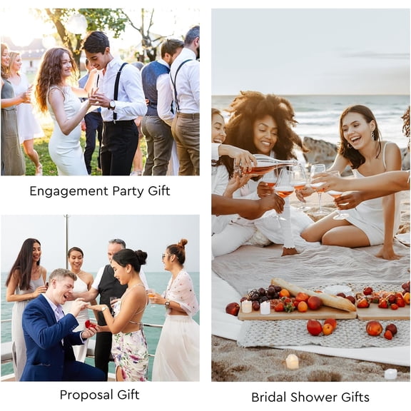 OTGFRF-Wedding Enagagement Gifts Wine Glasses Set of 2 for Fiance and Fiancee, Bridal Shower Bachelorette Gifts for Bride and Groom to Be, Wine Glass Gift Basket for Newly Engaged Couple 2026