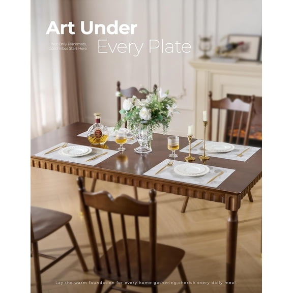 OTGFRF-White Placemats Set of 4 - Heat Resistant Non-Slip Place mats for Dining Table, Washable Durable PVC Vinyl Woven Table MatsWhite Circle, 4