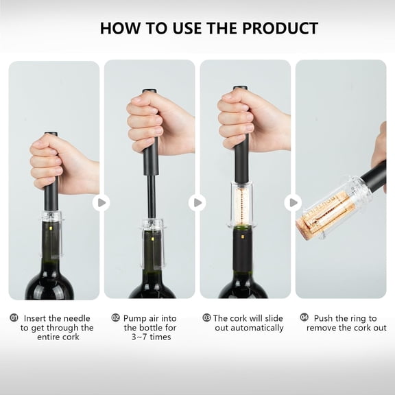 OTGFRF-Wine Air Pressure Pump Bottle Opener Set,Simple Wine Pump Cork Remover Corkscrew,Efficient Corkscrew Bottle Opener,Easy Screw Out Tool, Perfect Wine Gift For Wine Lovers. (3)