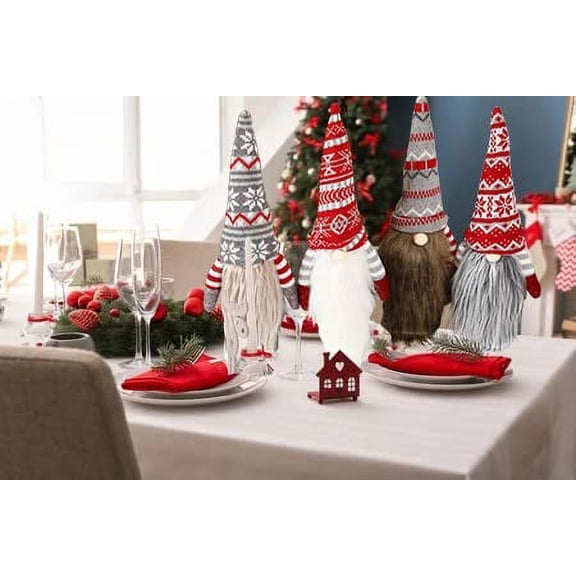 OTGFRF-Wine Covers Christmas Gnome 4 Pack Handmade Tomte Swedish Wine Bottle Toppers Decorative Santa Scandinavian Gift for Christmas Table Decorations Xmas Party Dinner