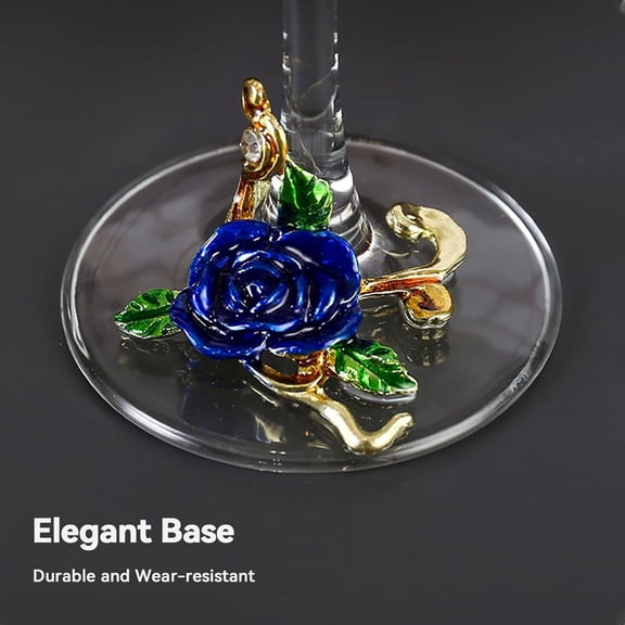 OTGFRF-Wine Glass Handmade Painted Enamel Flower Gin Glass Wine Glass Birthday Mothers Day Gifts (Blue *2+gift box)