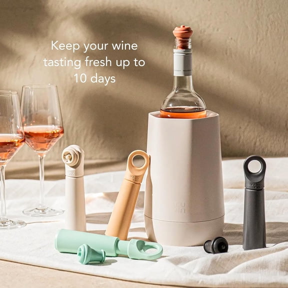OTGFRF-Wine Saver Loop  Made in the Netherlands  Premium Wine Preserver Pump with Stopper  Reseals & Preserves Wine  Airtight Air Removal System  Graphite