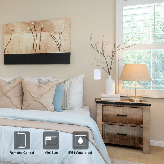 OTGFRF-Wireless Light Switch Kit, No Wiring Mini Remote Switch, No WiFi Needed, Outdoor 1969ft Indoor 328ft Remote Control Lighting Fixture for Led Light, Ceiling Lights and Lamps, Waterproof