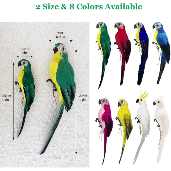 OTGFRF-Yellow Artificial Parrot Life Size Foam Feather Parrot Macaw Birds for Decoration Costume Shoulder Ornament Modern Home Garden Party Decor (13.8inch/35cm)