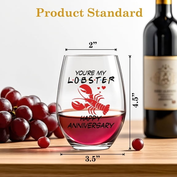 OTGFRF-You're My Lobster Wine Glass, Romantic Wedding Engagement Anniversary Valentine's Day Gifts for Boyfriend Girlfriend Wife Husband Newlywed, Birthday Christmas Gifts for Friend BFF Sister Women