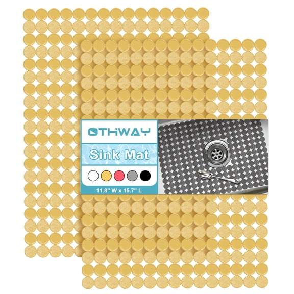 OTHWAY 2-Pack Round Sink Liners and Protector Mat for Kitchen Sink, Non-Slip Quick-Dry Dish Drying Mat, PVC Sink Tray for Stainless Steel & Ceramic Sinks, 15.7"x11.8"(Brown)
