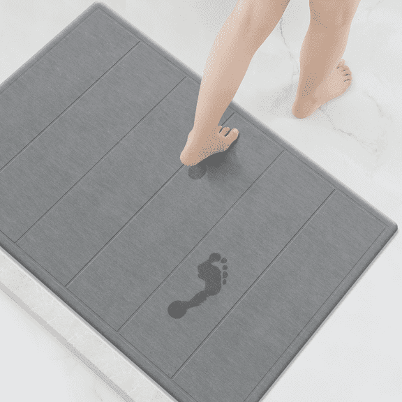 OTHWAY 32"x20" Large Diatomaceous Earth Bath Mat for Bathroom, Super Absorbent Quick-Dry Non-Slip Shower Mat, Natural Stone Bath Mat Easy to Clean (Dark Grey)