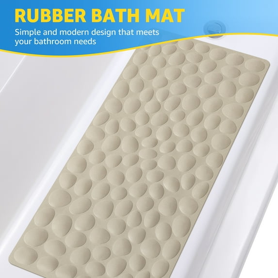 OTHWAY Bathtub Mat Non Slip, Rubber Bath Mat for Kids for Baby, 16x31.5 inch Large Bath Mats for Bathroom Tub with Strong Suction Cups (Brown)