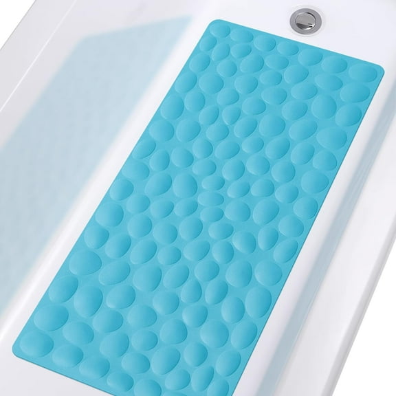 OTHWAY Bathtub Mat Non Slip, Rubber Bath Mat for Kids for Baby, 16x31.5 inch Large Bath Mats for Bathroom Tub with Strong Suction Cups (Dark Blue)