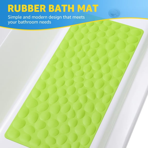 OTHWAY Bathtub Mat Non Slip, Rubber Bath Mat for Kids for Baby, 16x31.5 inch Large Bath Mats for Bathroom Tub with Strong Suction Cups (Green)