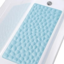 OTHWAY Bathtub Mat Non Slip, Rubber Bath Mat for Kids for Baby, 16x31.5 inch Large Bath Mats for Bathroom Tub with Strong Suction Cups (Light Blue)