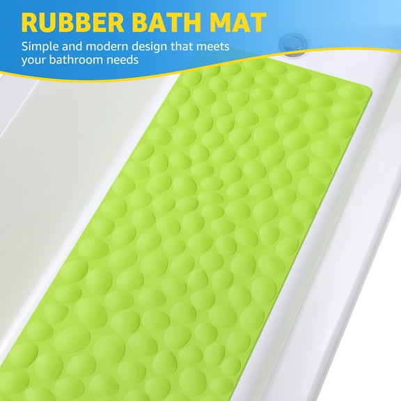OTHWAY Bathtub Mat Non Slip, Rubber Bath Mat for Kids for Baby, 16x40 inch Large Bath Mats for Bathroom Tub with Strong Suction Cups (Green)