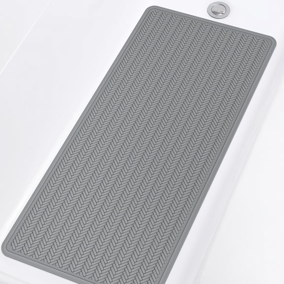 OTHWAY Extra Large Non-Slip Bath Mat with Strong Suction Cups, 28" x 17" Soft Rubber Shower Mat for Bathroom Floor, Durable & Skin-Friendly Bath Rug(Dark Grey)