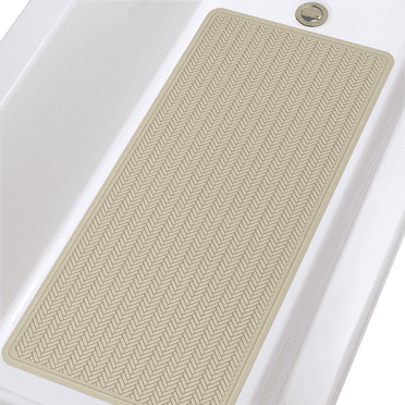 OTHWAY Extra Large Non-Slip Bath Mat with Strong Suction Cups, 36" x 17" Soft Rubber Shower Mat for Bathroom Floor, Durable & Skin-Friendly Bath Rug(Brown)