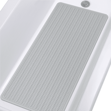 OTHWAY Extra Large Non-Slip Bath Mat with Strong Suction Cups, 36" x 17" Soft Rubber Shower Mat for Bathroom Floor, Durable & Skin-Friendly Bath Rug(Light Gray)