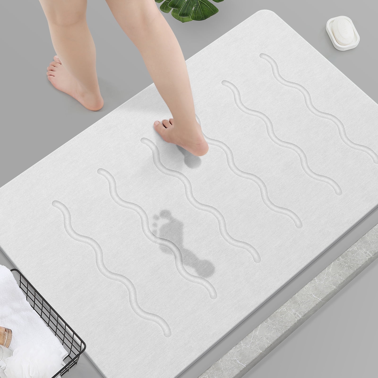 OTHWAY Large Stone Bath Mat, 32"x 20" Diatomaceous Earth Bath Mat for ...