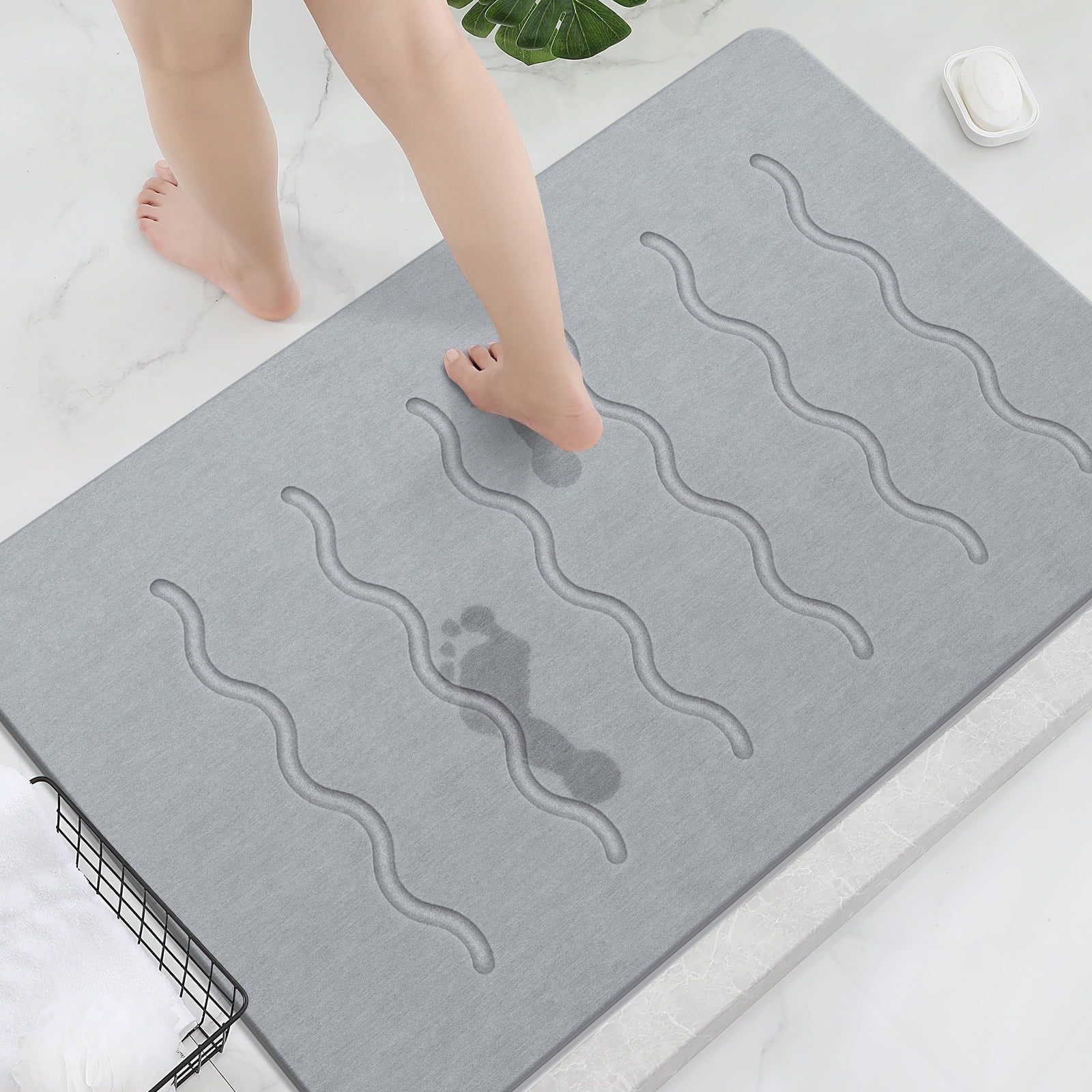 OTHWAY Large Stone Bath Mat, 32"x 20" Diatomaceous Earth Bath Mat for ...