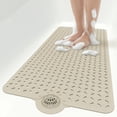 thumbnail image 1 of OTHWAY Non-Slip Bath Mat for Tub with Hair Catcher, 39"x17" Long Shower Mat, Large Drain Holes, Machine Washable Gripper Tub Mat (Brown), 1 of 11