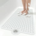 thumbnail image 1 of OTHWAY Non-Slip Bath Mat for Tub with Hair Catcher, 39"x17" Long Shower Mat, Large Drain Holes, Machine Washable Gripper Tub Mat (White), 1 of 11