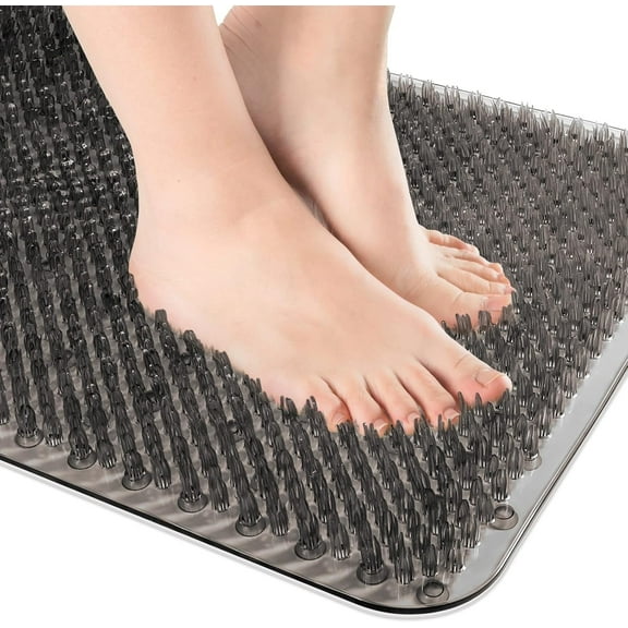 OTHWAY Non Slip Grassy Bathtub Mat :25.6x13.4 inches Spa Foot Massage Bathroom Rug,Quick Drain Shower Floor Mat for Elderly Pregnancy & Families(Dark Grey)