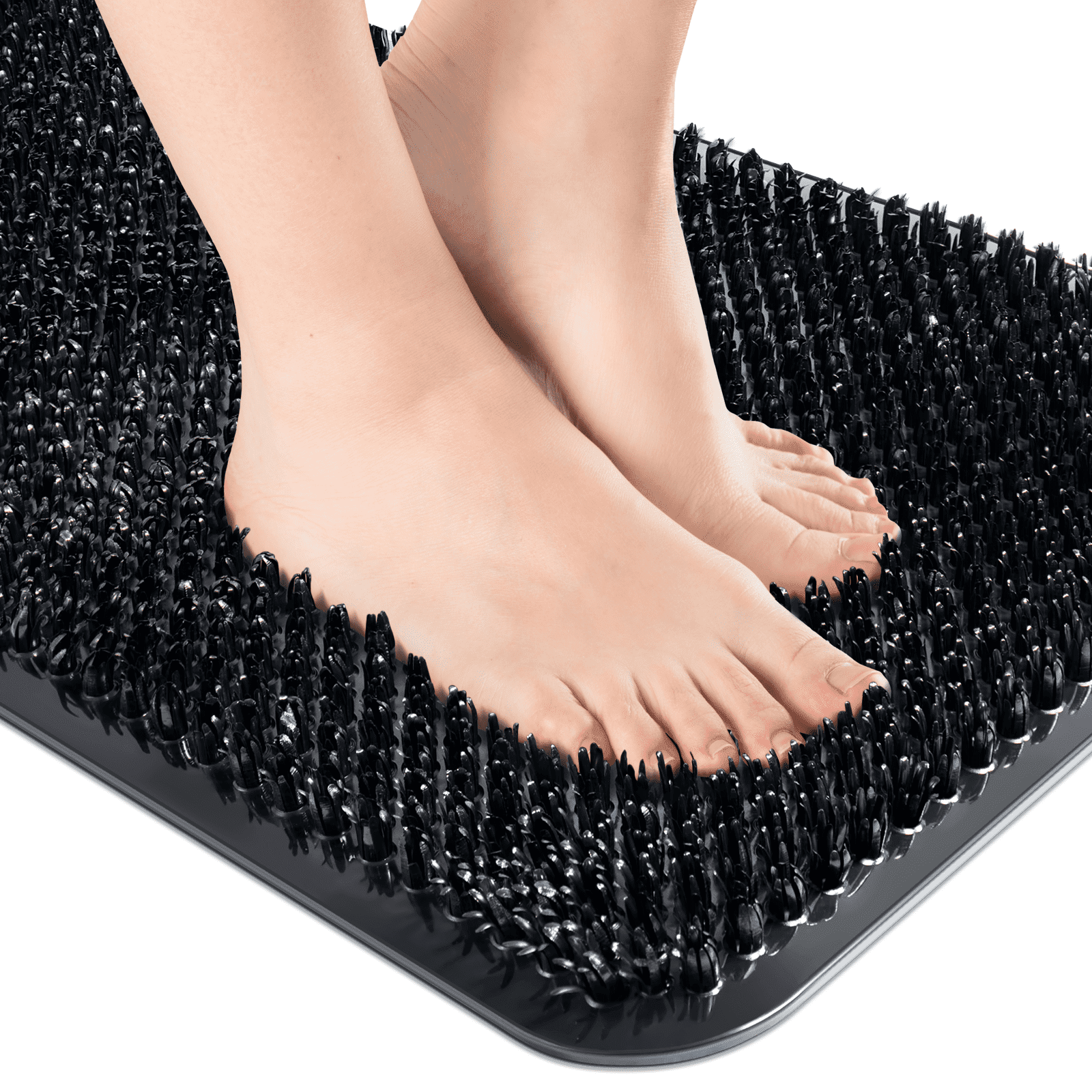 OTHWAY Non Slip Grassy Bathtub Mat :25.6x13.4 inches Spa Foot Massage Bathroom Rug,Quick Drain Shower Floor Mat for Elderly Pregnancy & Families(Black)