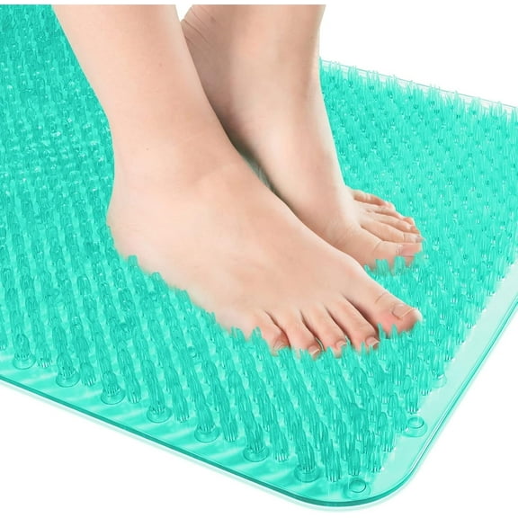 OTHWAY Non Slip Grassy Bathtub Mat :25.6x13.4 inches Spa Foot Massage Bathroom Rug,Quick Drain Shower Floor Mat for Elderly Pregnancy & Families(Clear Green)