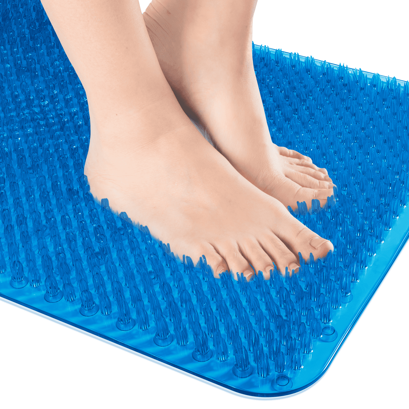 OTHWAY Non Slip Grassy Bathtub Mat :25.6x13.4 inches Spa Foot Massage Bathroom Rug,Quick Drain Shower Floor Mat for Elderly Pregnancy & Families(Dark Blue)