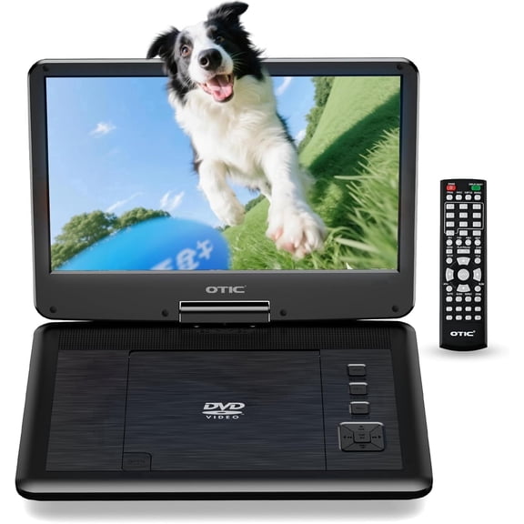 OTIC 13" Portable DVD Player with 11.6" HD Swivel Screen, DVD Player for Car, 6-Hour Rechargeble Battery, Support DVD/CD/USB/SD Card, Remote Control,Dual Stereo Speakers, Black