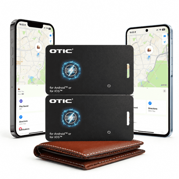 OTIC 2 Pack Dual System Bluetooth Wallet Tracker, 0.07in Slim Smart Tracker for Apple Find My (iOS) & Google Find Hub (Android), Rechargeable Finder with Sound Alert/Waterproof