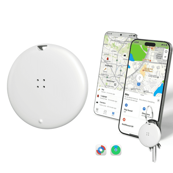 OTIC Dual System Bluetooth Smart Tracker Tags 1 P White, Item Finder Locator for Apple Find My (iOS) & Google Find Hub (Android), Gift for Keys, Wallet, Luggage, Backpack