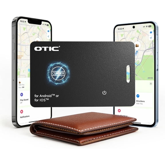 OTIC Dual System Bluetooth Wallet Tracker, 0.07in Slim Smart Tracker for Apple Find My (iOS) & Google Find Hub (Android), Rechargeable Finder with Sound Alert/Waterproof for Wallet/Luggage/Key/Bag