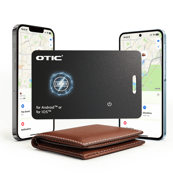 OTIC Dual System Bluetooth Wallet Tracker, 0.07in Slim Smart Tracker for Apple Find My (iOS) & Google Find Hub (Android), Rechargeable Finder with Sound Alert/Waterproof for Wallet/Luggage/Key/Bag