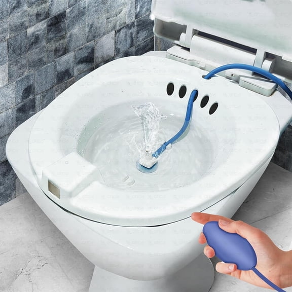 OTICA Sitz Bath with Hand Flusher for Toilet Seat, Wide and Deep Basin for Personal Hygiene, Gentle Perineal Cleansing, Postpartum Recovery, Hemorrhoid Relief, Portable Sitz Bath Kit - White
